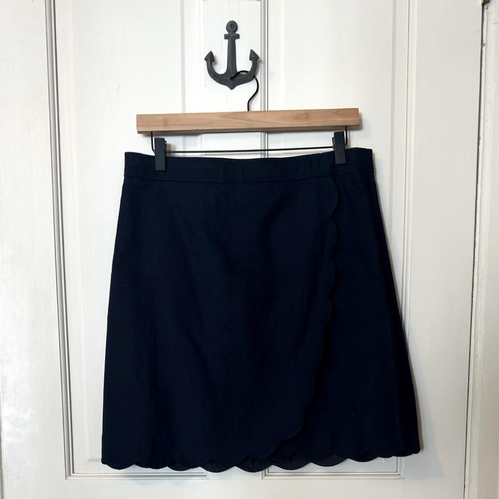 NWT - J. Crew navy blue A-Line Skirt with Scalloped Hem